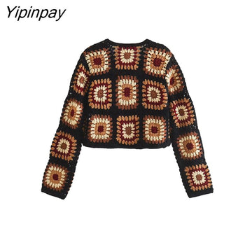 Yipinpay Spring Women Fashion Knitted Sweater Coats 2023 New Single Breasted Cardigan Tops Long Sleeve Sweet Soft Female Top